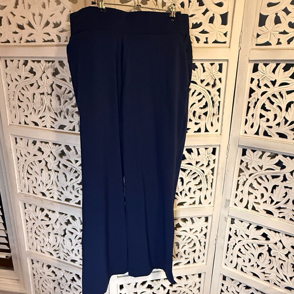 Woman Wide Leg Travel Pants With Pockets New With Tags Dark Blue XL